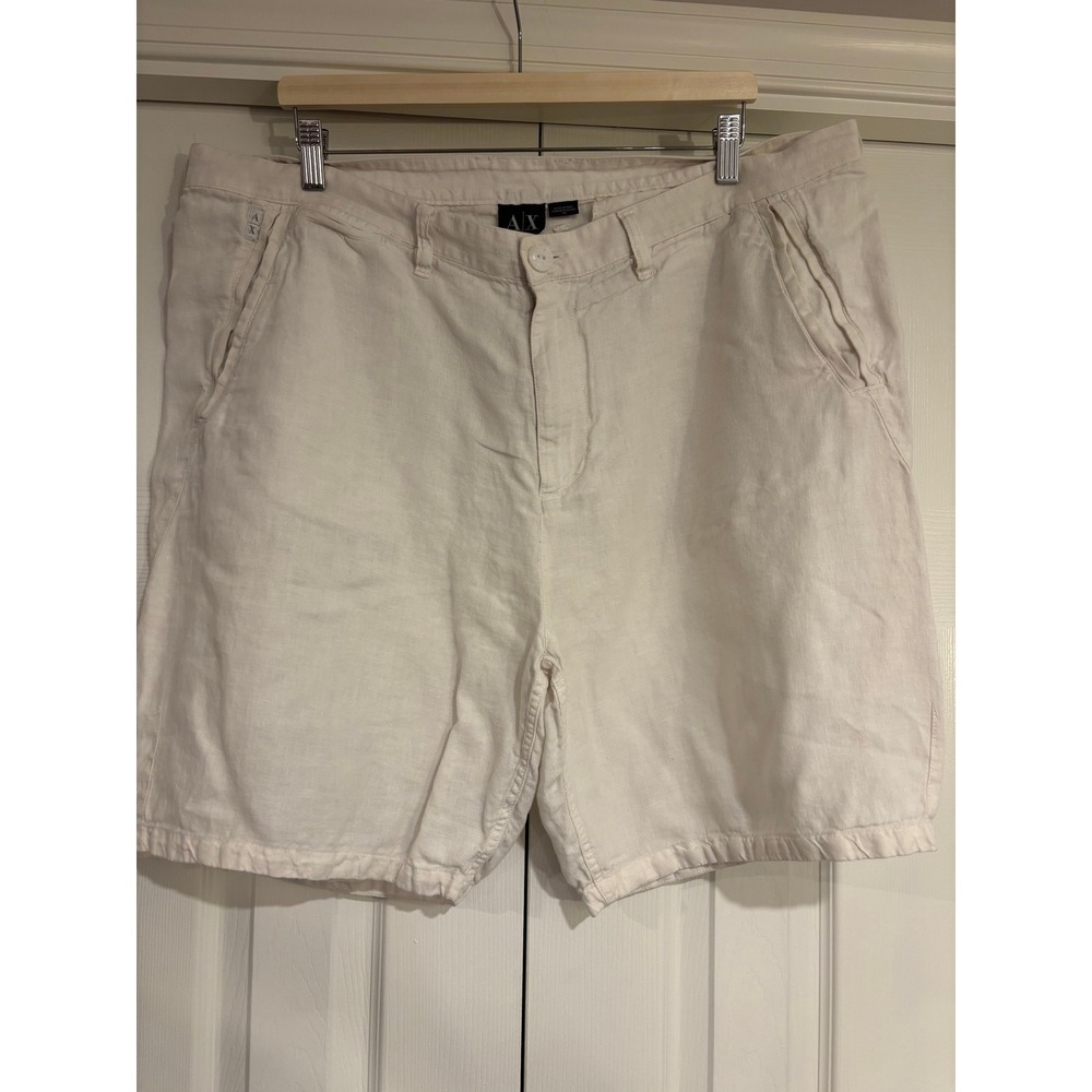 A/X Armani Exchange Off White 100% Linen Shorts 8" Men's 40